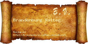Brandenburg Valter névjegykártya